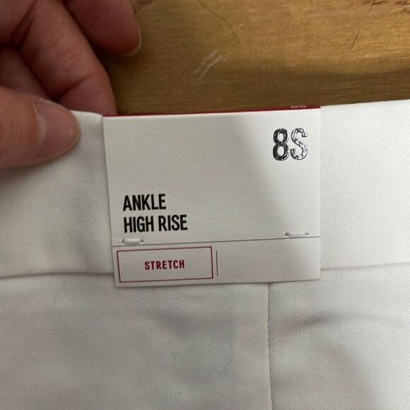 Express Stretchable Trousers Ankle High Rise Curvy White Women's Pants Size 8S N - Picture 14 of 16